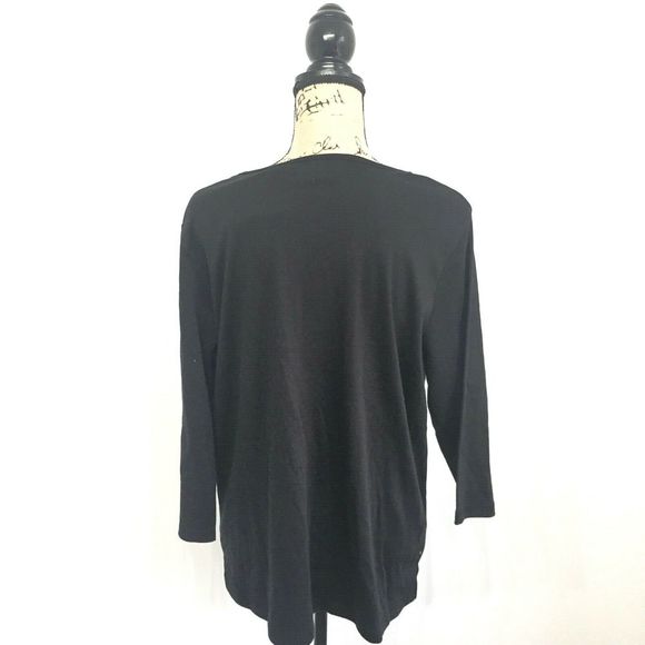 Quacker Factory L Large Shirt Black Beaded - Picture 5 of 7